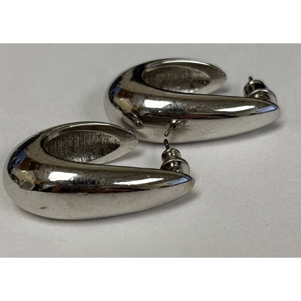 NAPIER Round Hoop Earrings Pierced Silver Tone Chunky, Dangle, Tear Drop Vintage